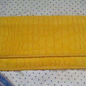 Yellow faux alligator envelope/clutch Ann Taylor